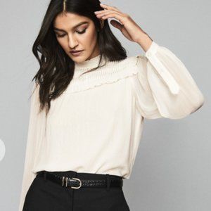 REISS Anoushka Semi Sheer Pleat Detailed Blouse